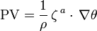 {\rm PV} = \frac{1}{\rho}\,\zeta\,^a\cdot\,\nabla\theta