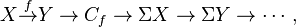 X \overset{f}\to Y \to C_f \to \Sigma X \to \Sigma Y \to \cdots,