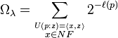 \Omega_{\lambda} = \sum_{\stackrel{U (p:z) = \langle x,z \rangle}{x\in NF}} 2^{-\ell(p)}