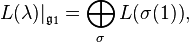  L(\lambda)|_{\mathfrak{g}_1} = \bigoplus_{\sigma} L(\sigma(1)),