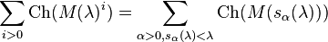 \sum_{i>0}\text{Ch}(M(\lambda)^i) = \sum_{\alpha>0, s_\alpha(\lambda)<\lambda}\text{Ch}(M(s_\alpha(\lambda)))