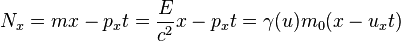 N_x = mx - p_xt = \frac{E}{c^2}x - p_xt = \gamma(u)m_0(x - u_x t) 