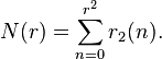 N(r)=\sum_{n=0}^{r^2} r_2(n).