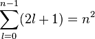 \sum_{l \mathop =0}^{n-1}(2l+1) = n^2