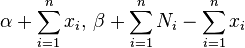 \alpha + \sum_{i=1}^n x_i,\, \beta + \sum_{i=1}^nN_i - \sum_{i=1}^n x_i\!