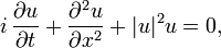 i\,\frac{\partial u}{\partial t} + \frac{\partial^2 u}{\partial x^2} + |u|^2 u = 0,