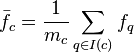 \bar{f_c} = \frac{1}{m_c} \sum\limits_{q \in I(c)} f_q 