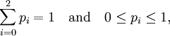 \sum_{i=0}^2 p_i = 1 \quad \mbox{and}\quad 0\leq p_i \leq 1,