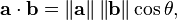  \mathbf{a \cdot b} = \left\| \mathbf a \right\| \left\| \mathbf b \right\| \cos \theta , 