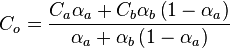 C_o = \frac{C_a \alpha_a + C_b \alpha_b \left(1 - \alpha_a\right)}{\alpha_a + \alpha_b \left(1 - \alpha_a\right)}