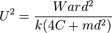 U^2=\frac{Ward^2}{k(4C+md^2)} 