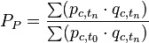 P_P=\frac{\sum (p_{c,t_n}\cdot q_{c,t_n})}{\sum (p_{c,t_0}\cdot q_{c,t_n})}