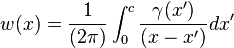 w(x) = \frac{1} {(2 \pi)} \int_{0}^{c} \frac {\gamma (x')}{(x-x')} dx'