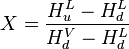 X = \frac{H_u^L - H_d^L}{H_d^V - H_d^L}