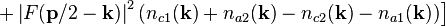 
\left. + \left| F(\mathbf{p}/2-\mathbf{k}) \right|^2
( n_{c1}(\mathbf{k}) + n_{a2}(\mathbf{k}) - n_{c2}(\mathbf{k}) - n_{a1}(\mathbf{k}) )
\right]
