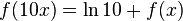 f(10x) = \ln 10 + f(x)