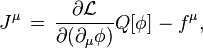 J^\mu\,=\,\frac{\partial\mathcal{L}}{\partial(\partial_\mu\phi)}Q[\phi]-f^\mu,