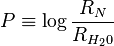 \ P \equiv \log \frac{R_N}{R_{H_20}}