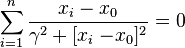  \sum_{i=1}^n \frac{x_i - x_0}{\gamma^2 + [x_i - \!x_0]^2} = 0