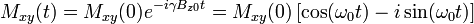 M_{xy}(t) = M_{xy} (0) e^{-i \gamma B_{z0} t} = M_{xy} (0) \left [ \cos (\omega _0 t) - i \sin (\omega_0 t) \right ]