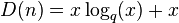 D(n)=x \log_q(x)+x