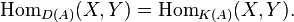 \mathrm{Hom}_{D(A)}(X, Y) = \mathrm{Hom}_{K(A)}(X, Y).