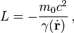 L = -\frac{m_0c^2}{\gamma(\dot{\mathbf{r}})}\,,