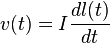 v(t) = I \frac{dl(t)}{dt} 