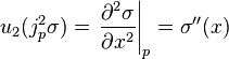 u_{2}(j^{2}_{p}\sigma)=\left.\frac{\partial^{2} \sigma}{\partial x^{2}}\right|_{p} = \sigma''(x)\,