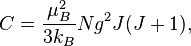 C = \frac{\mu_B^2}{3 k_B}N g^2 J(J+1),