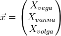 \vec{x}= \begin{pmatrix} X_{vega} \\
X_{vanna} \\ X_{volga}
\end{pmatrix}
