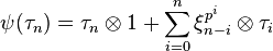 \psi(\tau_n) = \tau_n\otimes 1 + \sum_{i=0}^n \xi_{n-i}^{p^i} \otimes \tau_i