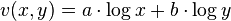 v(x,y)=a\cdot \log{x} + b\cdot \log{y}