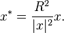 x^* = \frac{R^2}{|x|^2} x.