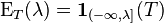  \operatorname{E}_T(\lambda) = \mathbf{1}_{(-\infty, \lambda]} (T) 