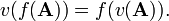 v(f({\mathbf A})) = f(v({\mathbf A})).