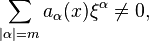  \sum_{|\alpha| = m} a_\alpha(x)\xi^\alpha \neq 0,\,