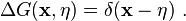  \Delta G(\mathbf{x},\mathbf{\eta}) = \delta(\mathbf{x} - \mathbf{\eta})    ~.