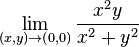 \lim_{(x,y) \to (0, 0)} \frac{x^2 y}{x^2+y^2}