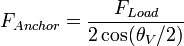 F_{Anchor} = \frac{ F_{Load} }{ 2 \cos( \theta_V / 2 ) }