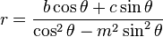 r=\frac{b\cos\theta+c\sin\theta}{\cos^2\theta-m^2\sin^2\theta}