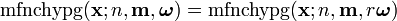 \operatorname{mfnchypg}(\mathbf{x};n,\mathbf{m}, \boldsymbol{\omega}) = \operatorname{mfnchypg}(\mathbf{x};n,\mathbf{m}, r\boldsymbol{\omega})\,\,