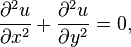 \frac{\part^2 u}{\partial x^2} + \frac{\part^2 u}{\partial y^2}=0,~