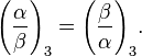 \Bigg(\frac{\alpha}{\beta}\Bigg)_3 = \Bigg(\frac{\beta}{\alpha}\Bigg)_3. 