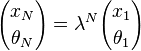  {x_N \choose \theta_N} = \lambda^N {x_1 \choose \theta_1} 