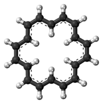 Ball-and-stick model of the cyclooctadecanonaene molecule