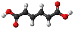  Ball-and-stick model of the trans,trans-muconic acid molecule