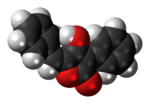 Space-filling model of the (E)-pulvinone molecule