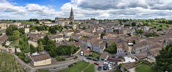 A panoramic view of the town of St Emilion, France.