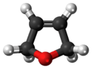 Ball-and-stick model of the 2,5-dihydrofuran molecule